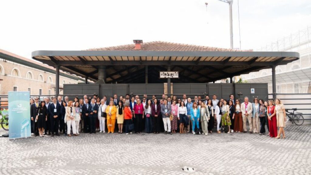 Group photo of participants, judges and organizers attending the JA Italia Entrepreneurship Championships finals in Rome.